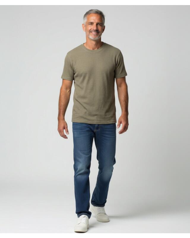 T-shirt effet gaufré homme, kaki (KiK T-Shirt mit Waffelstruktur (Khaki)) — KiK, produit allemand authentique au Maroc