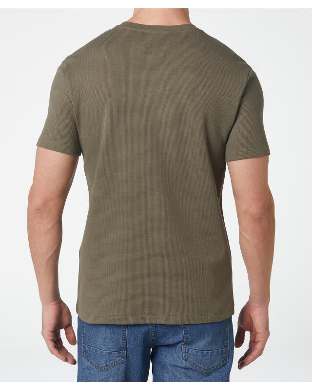 T-shirt effet gaufré homme, kaki (KiK T-Shirt mit Waffelstruktur (Khaki)) — KiK, produit allemand authentique au Maroc