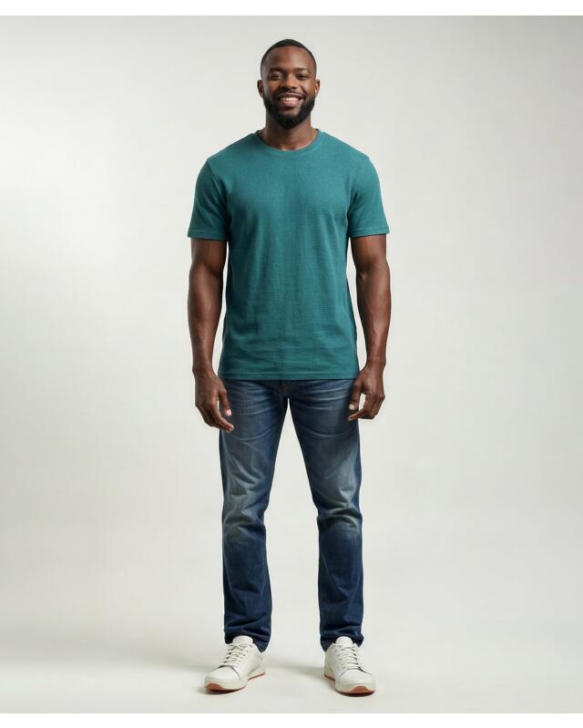 T-shirt effet gaufré homme, vert sapin (KiK T-Shirt mit Waffelstruktur (tanne)) — KiK, produit allemand authentique au Maroc