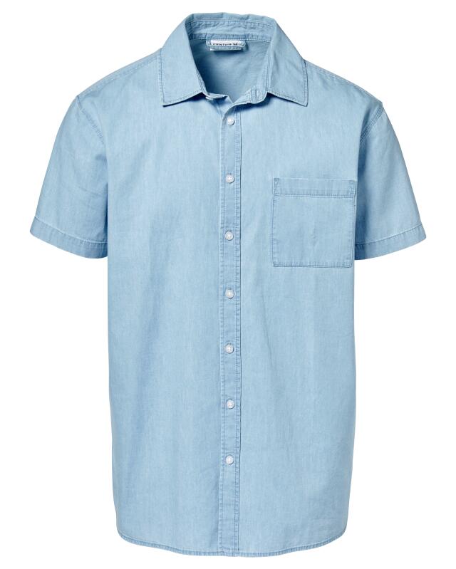 Short-sleeve shirt for men, light denim (KiK Kurzarmhemd (jeansblau hell)) — KiK, authentic German product in Morocco