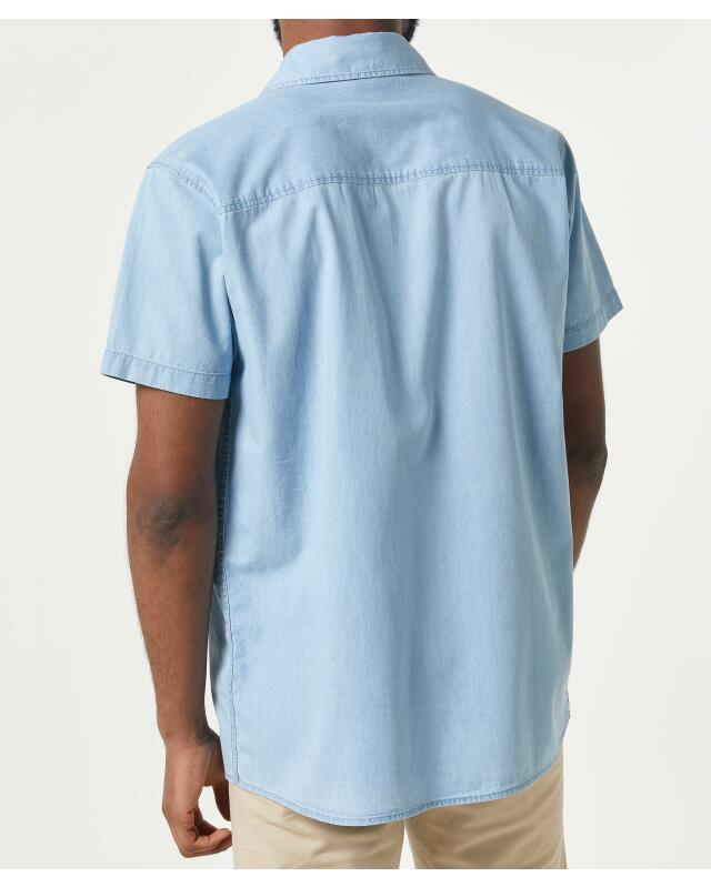 Short-sleeve shirt for men, light denim (KiK Kurzarmhemd (jeansblau hell)) — KiK, authentic German product in Morocco