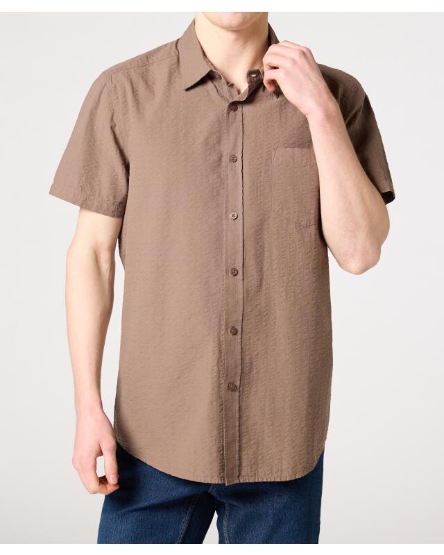 Chemise en seersucker homme, marron clair — KiK, produit allemand authentique au Maroc