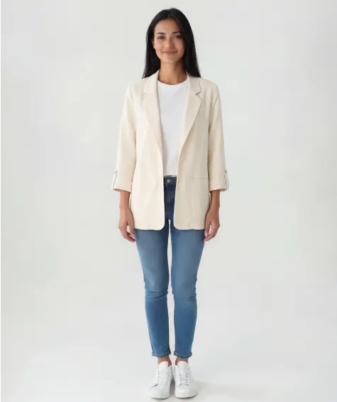 Blazer mit Leinenanteil