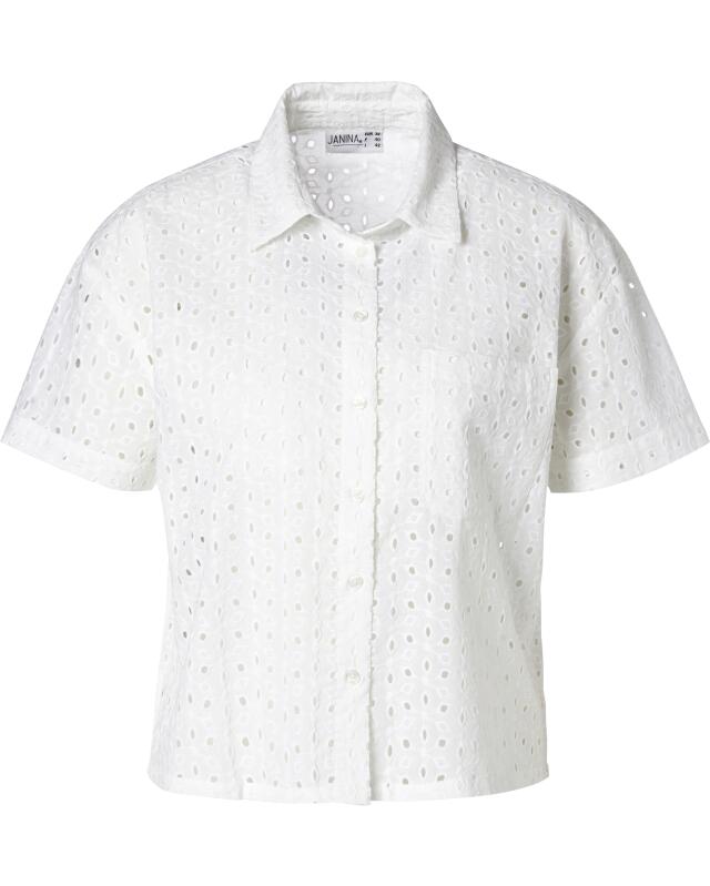 Short-sleeve blouse with eyelet pattern for women, white (KiK Kurzarmbluse mit Lochmuster (weiß)) — KiK, authentic German product in Morocco