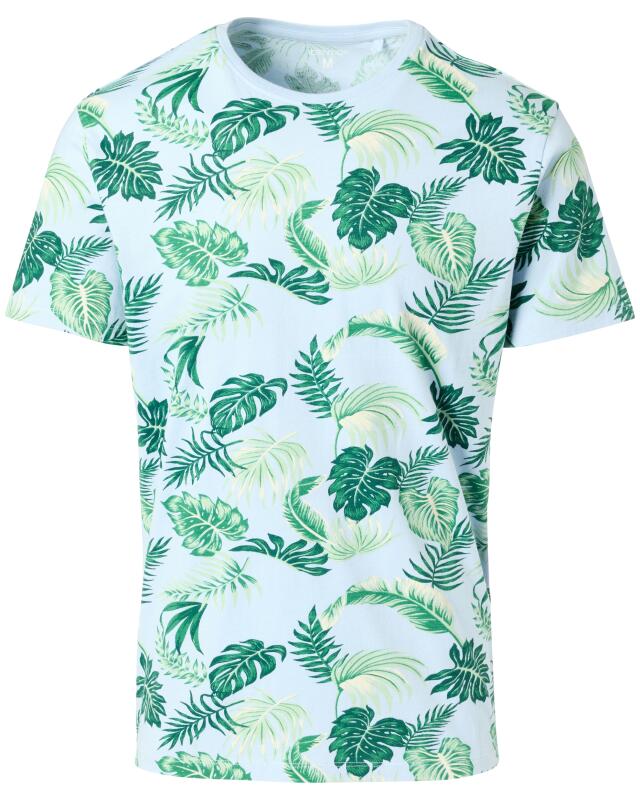 T-shirt with leaves for men, light blue (KiK T-Shirt mit Blättern (hellblau)) — KiK, authentic German product in Morocco