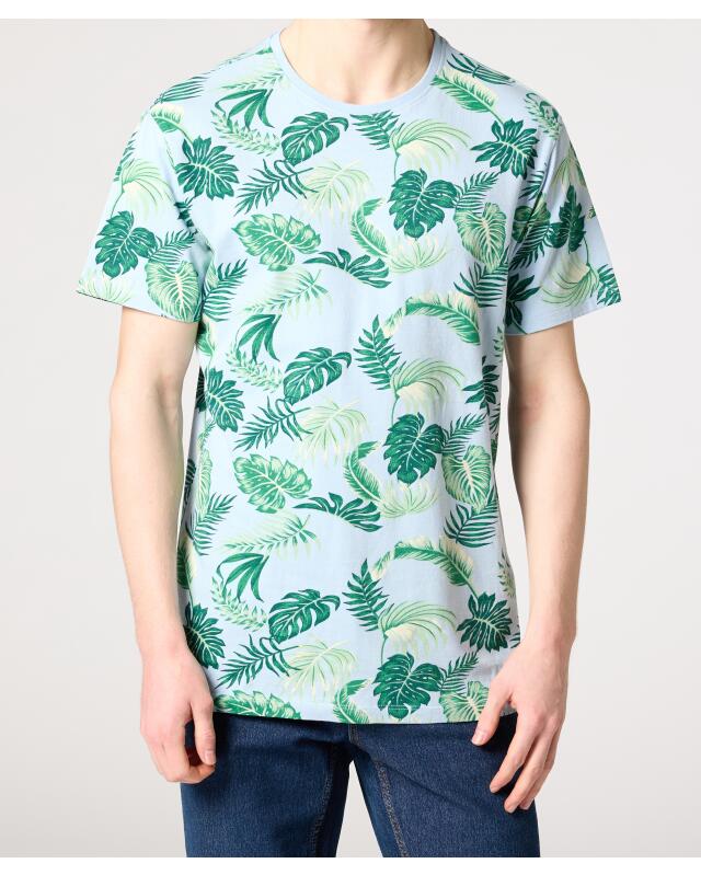 T-shirt with leaves for men, light blue (KiK T-Shirt mit Blättern (hellblau)) — KiK, authentic German product in Morocco