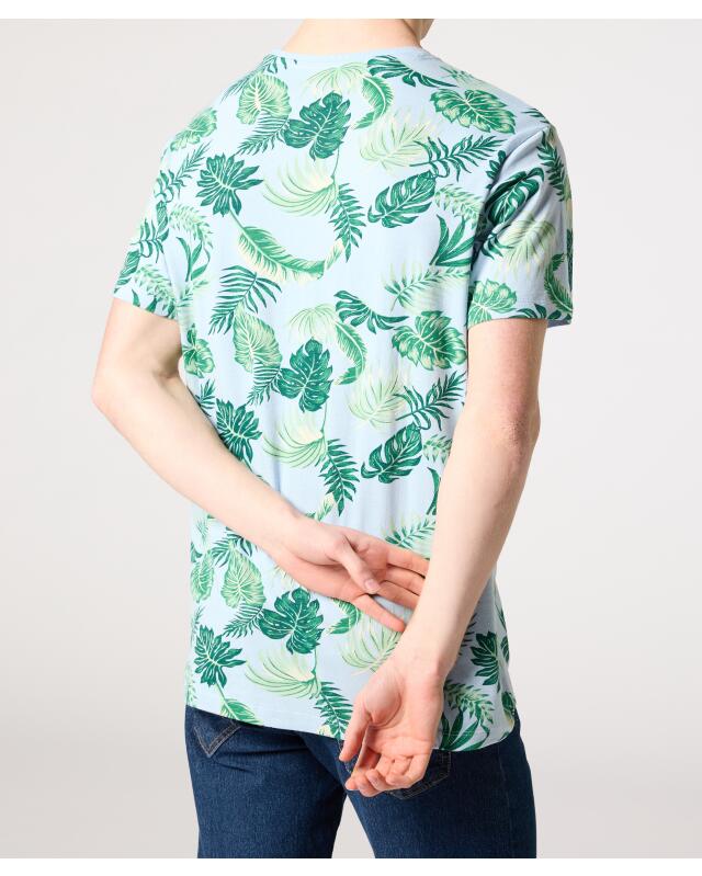 T-shirt with leaves for men, light blue (KiK T-Shirt mit Blättern (hellblau)) — KiK, authentic German product in Morocco