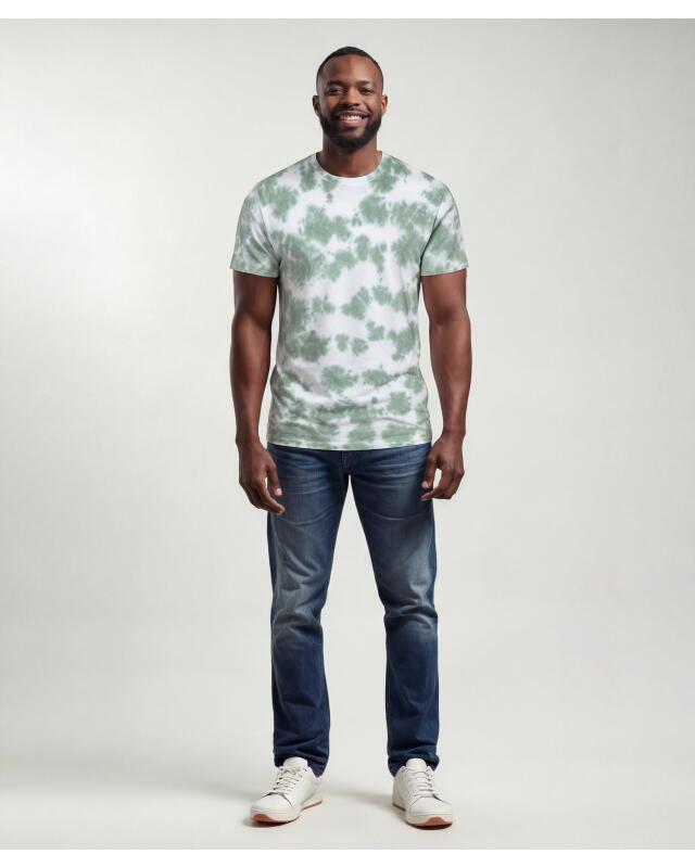 T-shirt à motif batik homme, bleu pétrole (KiK T-Shirt mit Batikmuster (petrol)) — KiK, produit allemand authentique au Maroc