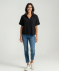 Blouse met korte mouwen en linnen zwart