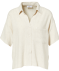 Kurzarmbluse mit Leinenanteil Beige melange