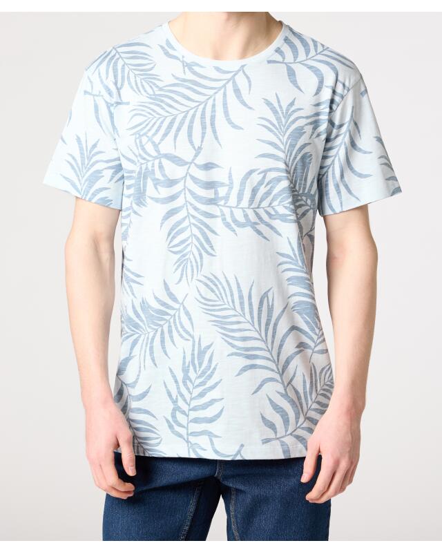 T-shirt à feuilles de palmier homme, bleu clair (KiK T-Shirt mit Palmenblättern (hellblau)) — KiK, produit allemand authentique au Maroc