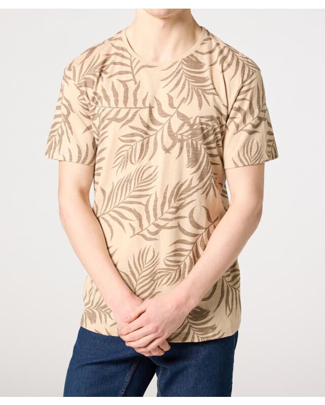 T-shirt à feuilles de palmier homme, écru (KiK T-Shirt mit Palmenblättern (naturfarben)) — KiK, produit allemand authentique au Maroc