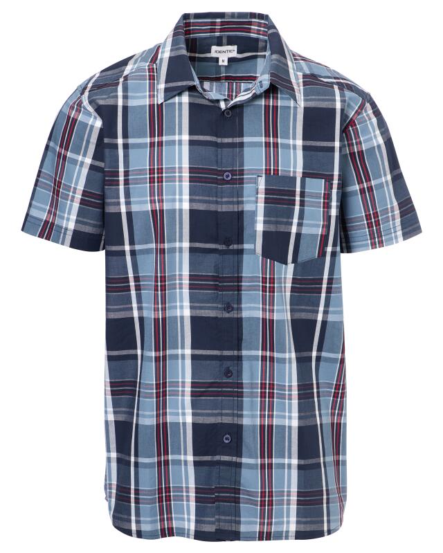 Chemise à carreaux manches courtes homme, bleu à carreaux (KiK Karohemd Kurzarm (blau kariert)) — KiK, produit allemand authentique au Maroc