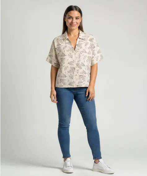 Bluse mit Leinenanteil