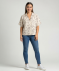 Bluse mit Leinenanteil schwarz/beige