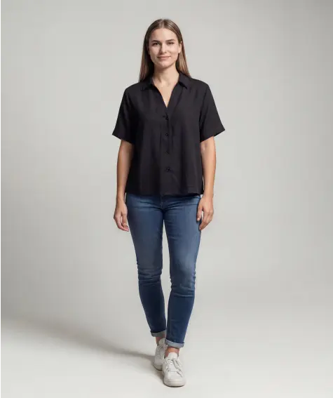 Viscose blouse met korte mouwen