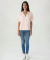Blouse met korte mouwen en linnen rood bedrukt