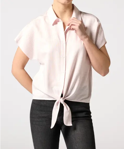 Leicht transparente Streifenbluse mit Fledermausärmeln