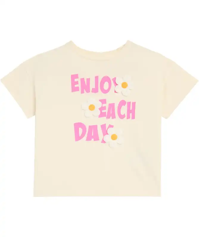 Kinder T-shirt met gehaakte bloemen