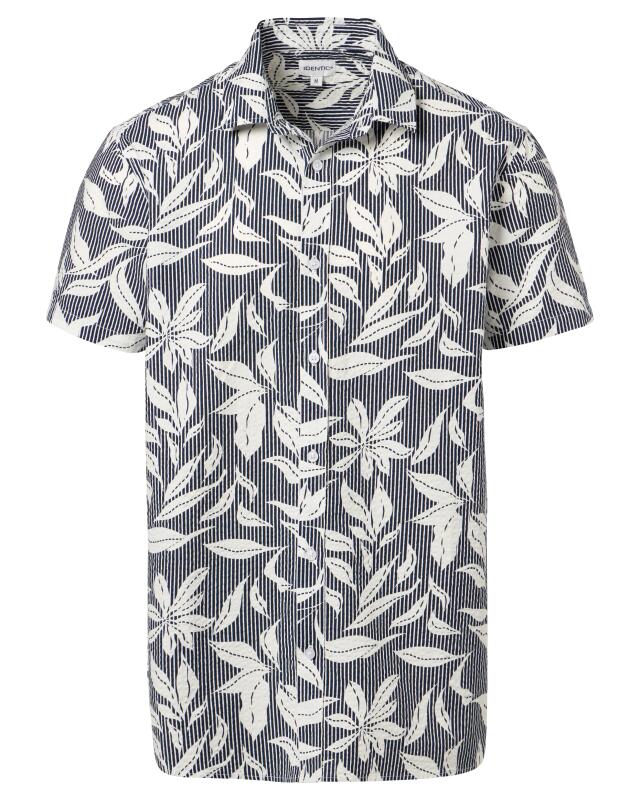 Chemise en seersucker homme, bleu marine imprimé (KiK Seersucker-Hemd (dunkelblau bedruckt)) — KiK, produit allemand authentique au Maroc