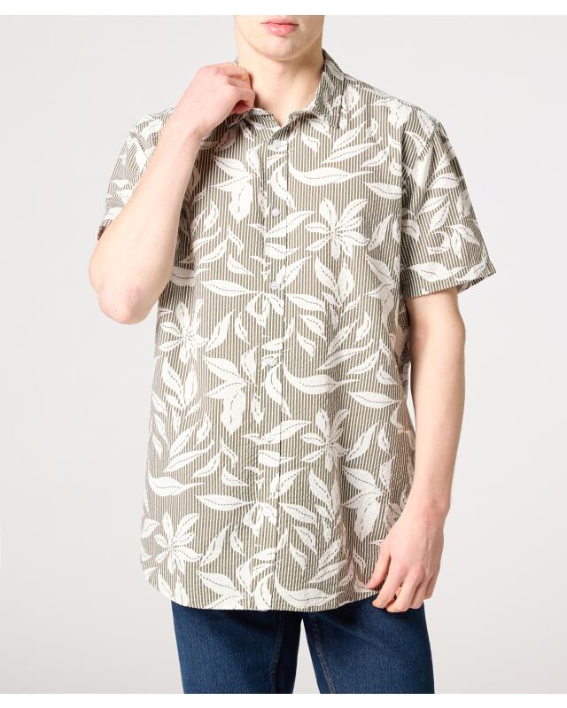 Chemise en seersucker homme, kaki imprimé — KiK, produit allemand authentique au Maroc