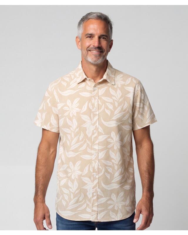 Chemise en seersucker homme, écru à motifs — KiK, produit allemand authentique au Maroc