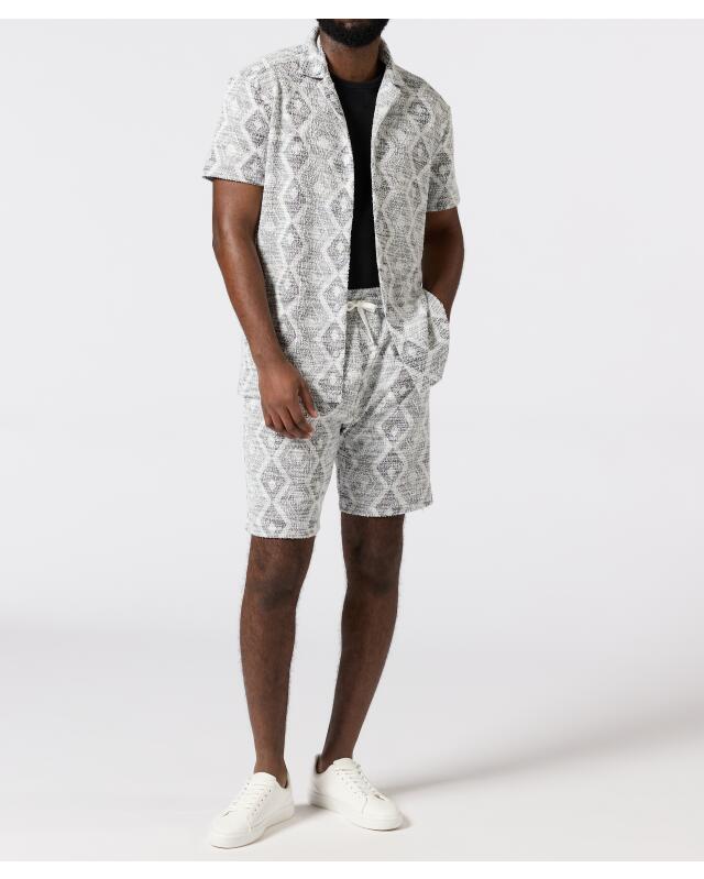 Short à motif losanges homme, noir à motifs (KiK Shorts mit Rautenmuster (schwarz gemustert)) — KiK, produit allemand authentique au Maroc