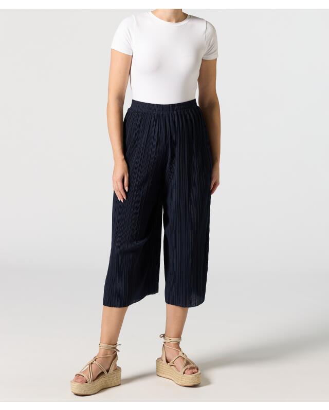 7/8-length pleated culottes for women, navy — KiK, authentic German product in Morocco