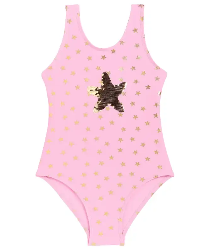 Badeanzug mit schimmerndem Allover Print