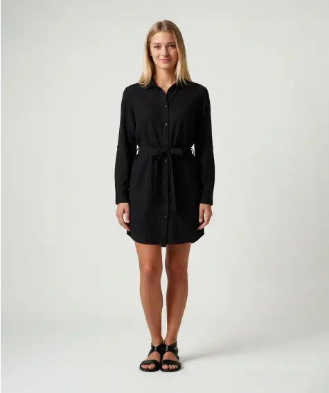 Hemdblusenkleid mit Leinenanteil