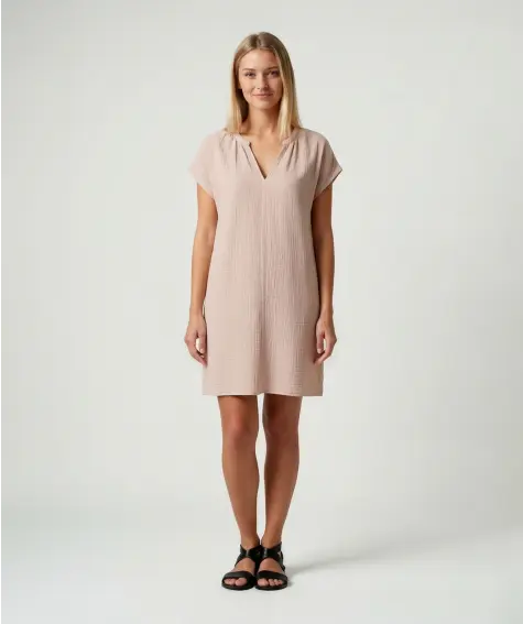 Jurk mousseline met korte mouwen