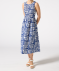Kleid ärmellos gemustert blau/weiß
