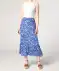 Rok met plooien van viscose blauw/wit