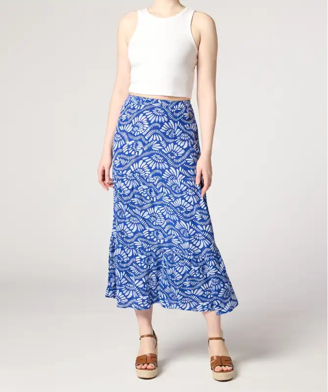 Rok met plooien van viscose