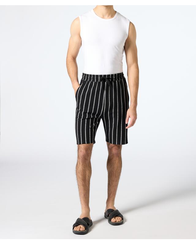 Striped shorts for men, black/white (KiK Gestreifte Shorts (schwarz/weiß)) — KiK, authentic German product in Morocco