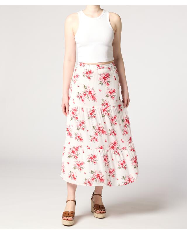 Tiered midi skirt for women, floral print — KiK, authentic German product in Morocco