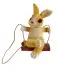 Gartenfigur Hase auf Schaukel braun