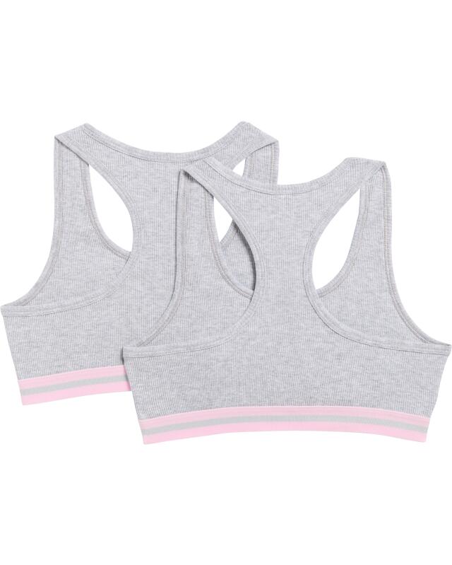 Ribbed-look bralettes for girls, light grey marl (KiK Bustiers in Rippoptik (hellgrau melange)) — KiK, authentic German product in Morocco