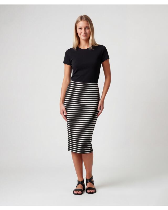 Slim-fit skirt for women, black/white — KiK, authentic German product in Morocco