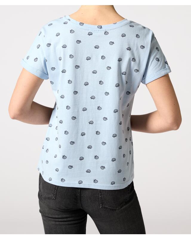 T-shirt à manches retroussées femme, bleu clair imprimé (KiK T-Shirt mit umgeschlagenen Ärmeln (hellblau bedruckt)) — KiK, produit allemand authentique au Maroc