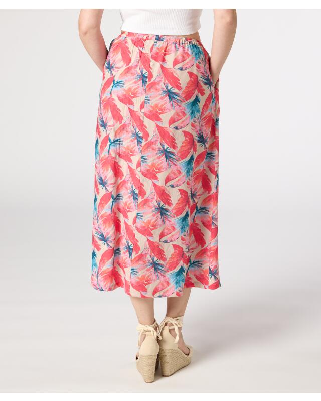Midi skirt with tropical print for women, coral printed (KiK Midirock mit tropischem Muster (koralle bedruckt)) — KiK, authentic German product in Morocco