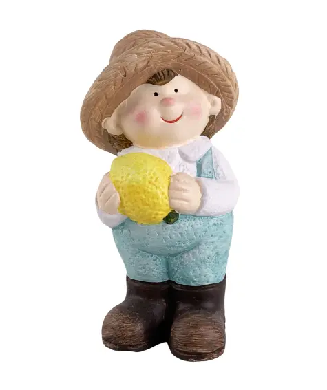 Gartenfigur Kind mit Obst