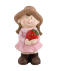 Gartenfigur Kind mit Obst rosa