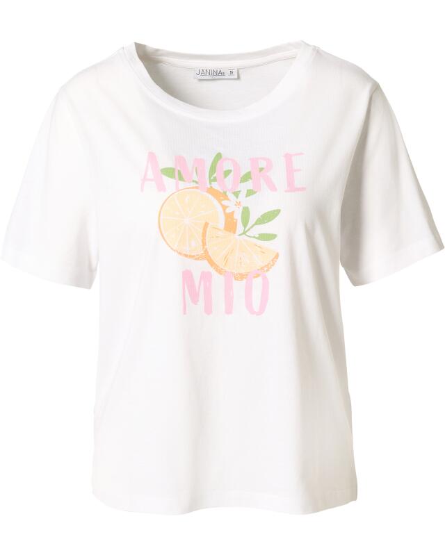 T-shirt à imprimé estival femme, blanc imprimé (KiK T-Shirt mit sommerlichem Print (weiß bedruckt)) — KiK, produit allemand authentique au Maroc