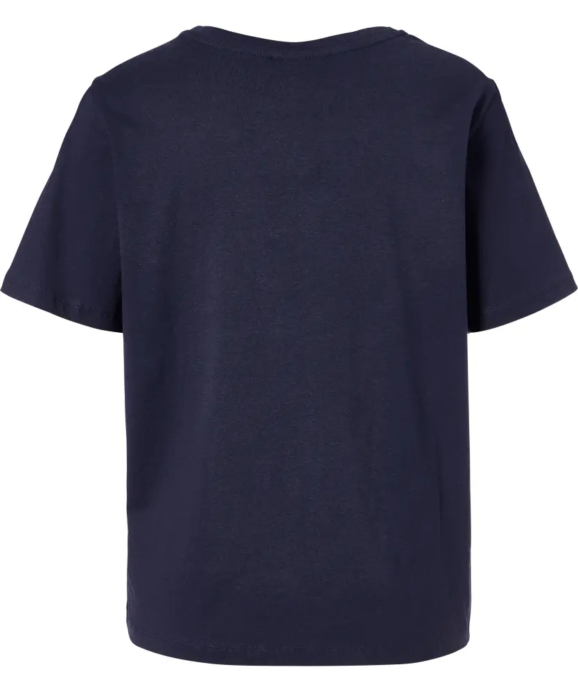T-shirt met zomerse print voor Dames, donkerblauw bedrukt