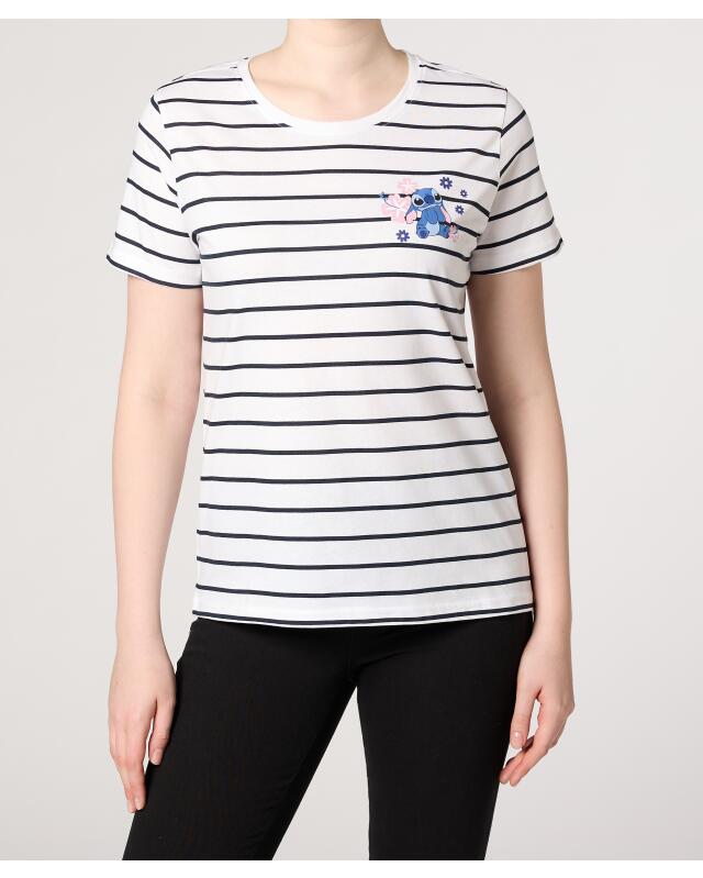 Licensed T-shirt for women, white striped (KiK Lizenz T-Shirt (weiß gestreift)) — KiK, authentic German product in Morocco