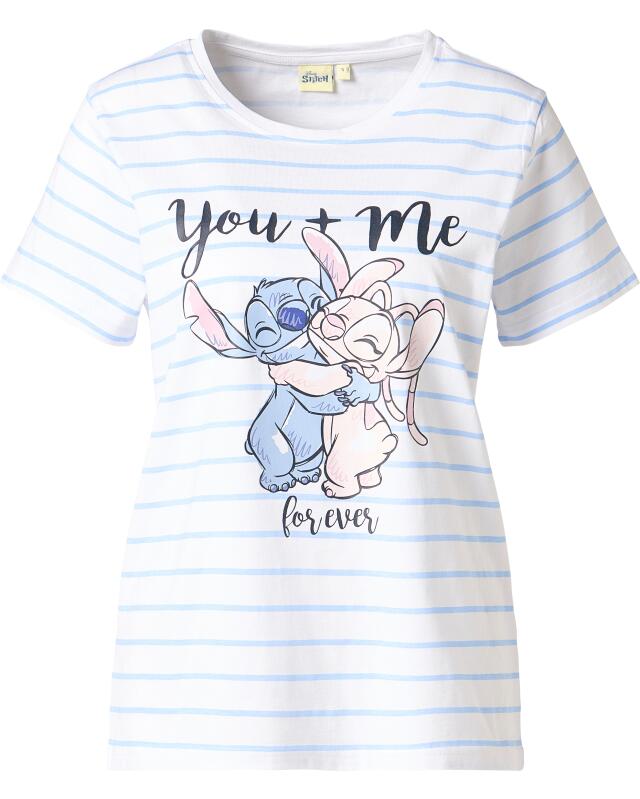 T-shirt sous licence femme, blanc/bleu clair (KiK Lizenz T-Shirt (weiß/hellblau)) — KiK, produit allemand authentique au Maroc