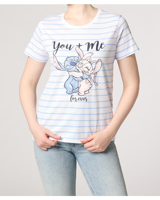 T-shirt sous licence femme, blanc/bleu clair (KiK Lizenz T-Shirt (weiß/hellblau)) — KiK, produit allemand authentique au Maroc