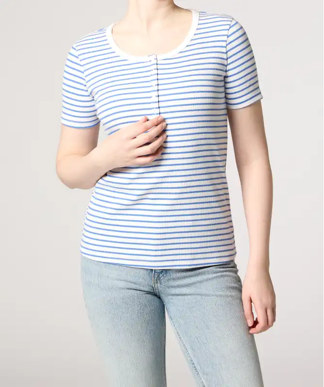 T-Shirt mit kurzer Knopfleiste