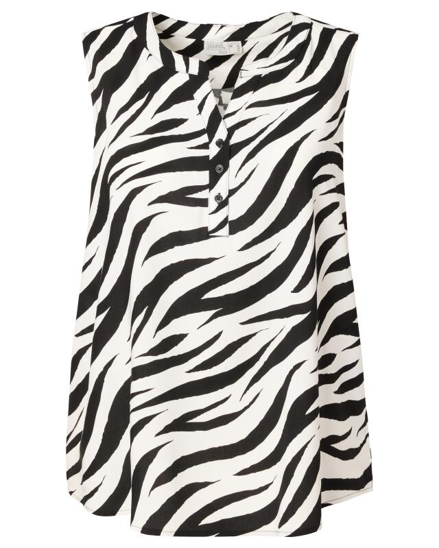 Top façon chemisier Zabra femme, imprimé zèbre (KiK Blusentop Zabra (Zebradruck)) — KiK, produit allemand authentique au Maroc